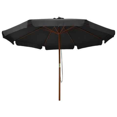 PARASOL OGRODOWY NA DREWNIANYM SŁUPKU 350CM ANTRACYTOWY