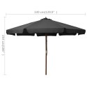 PARASOL OGRODOWY NA DREWNIANYM SŁUPKU 350CM ANTRACYTOWY