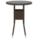 STOLIK OGRODOWY Ø60X75CM SZKŁO I RATTAN PE BRĄZOWY