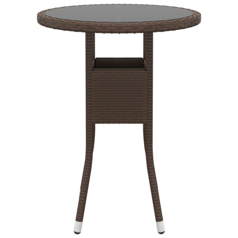 STOLIK OGRODOWY Ø60X75CM SZKŁO I RATTAN PE BRĄZOWY
