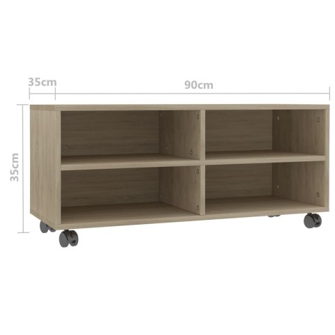 SZAFKA POD TV Z KÓŁKAMI DĄB SONOMA 90X35X35