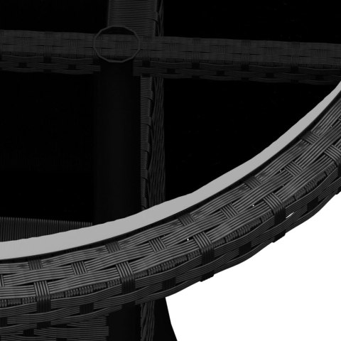 STOLIK OGRODOWY Ø60X75CM SZKŁO HARTOWANE I RATTAN PE CZARNY