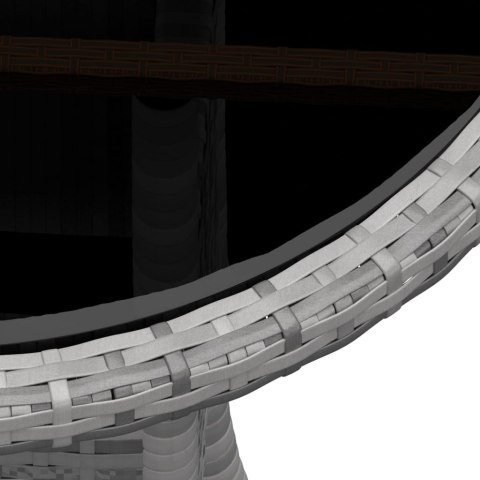 STOLIK OGRODOWY Ø60X75CM SZKŁO HARTOWANE I RATTAN PE SZARY