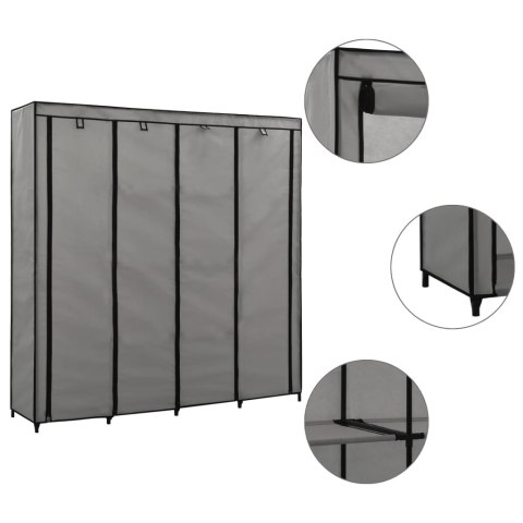SZAFA Z 4 PRZEGRODAMI SZARA 175X45X170CM