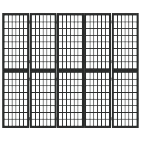 SKŁADANY PARAWAN 5-PANELOWY STYL JAPOŃSKI 200X170CM CZARNY