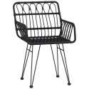 KRZESŁA OGRODOWE 2SZT CZARNE RATTAN METAL