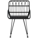 KRZESŁA OGRODOWE 2SZT CZARNE RATTAN METAL