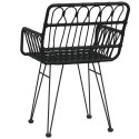 KRZESŁA OGRODOWE 2SZT CZARNE RATTAN METAL