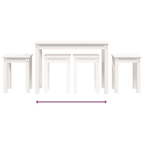 STOLIKI WSUWANE POD SIEBIE 3SZT BIAŁE DREWNO SOSNOWE