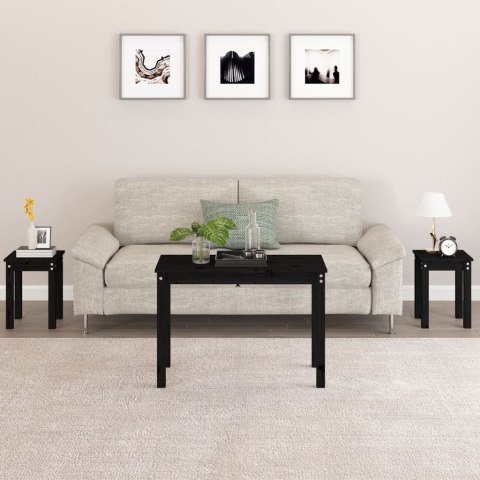 STOLIKI WSUWANE POD SIEBIE 3SZT CZARNE DREWNO SOSNOWE