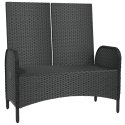 ROZKŁADANA ŁAWKA OGRODOWA PODUSZKI 107CM RATTAN PE CZARNA