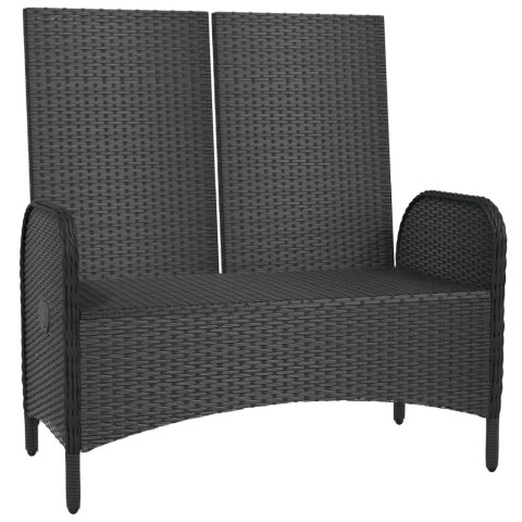 ROZKŁADANA ŁAWKA OGRODOWA PODUSZKI 107CM RATTAN PE CZARNA