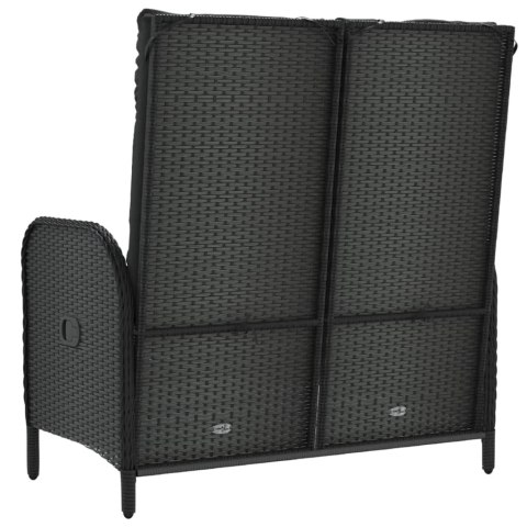 ROZKŁADANA ŁAWKA OGRODOWA PODUSZKI 107CM RATTAN PE CZARNA
