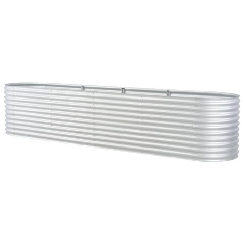 PODWYŻSZONA DONICA Z GALWANIZOWANEJ STALI 400X80X81CM SREBRNA