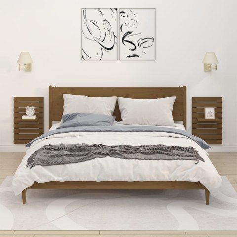 WISZĄCE PÓŁKI NOCNE 2SZT MIODOWY BRĄZ DREWNO SOSNOWE