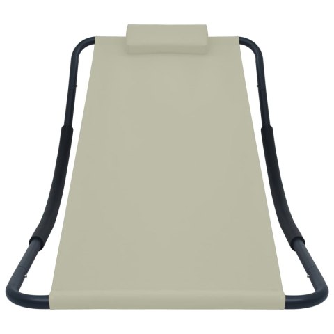 LEŻANKA OGRODOWA KREMOWA 200X90CM STAL