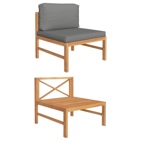 SIEDZISKO ŚRODKOWE Z CIEMNOSZARYMI PODUSZKAMI DREWNO TEKOWE