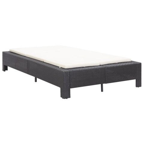 2-OSOBOWY LEŻAK Z PODUSZKĄ CZARNY POLIRATTANOWY