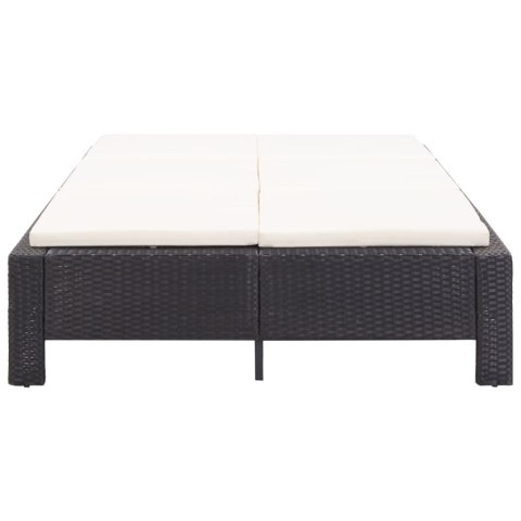 2-OSOBOWY LEŻAK Z PODUSZKĄ CZARNY POLIRATTANOWY