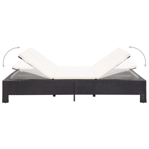 2-OSOBOWY LEŻAK Z PODUSZKĄ CZARNY POLIRATTANOWY