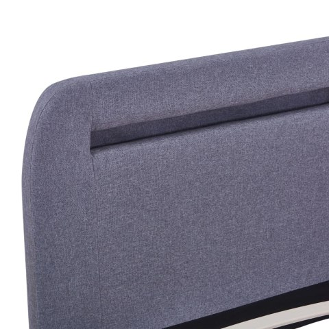 RAMA ŁÓŻKA LED JASNOSZARA TKANINA 160X200CM