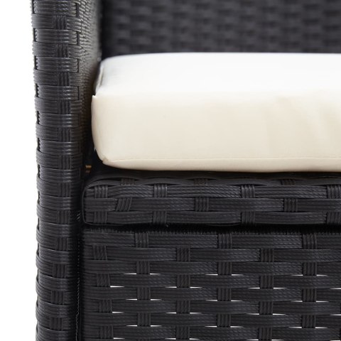 DWUOSOBOWA ŁAWKA OGRODOWA ZE STOLIKIEM 143CM RATTAN PE CZARNA