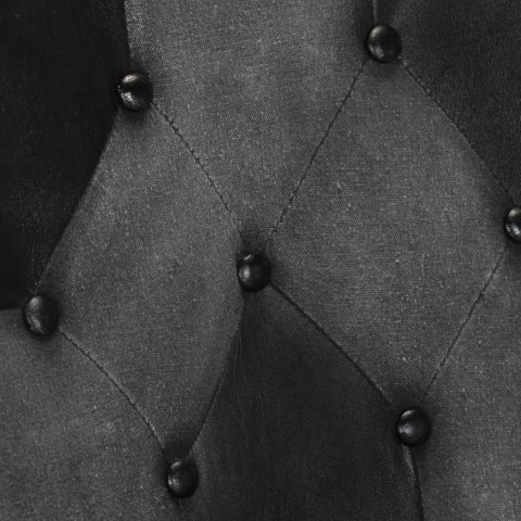 FOTEL Z WYSOKIM OPARCIEM CZARNO-SZARY SKÓRA NATURALNA