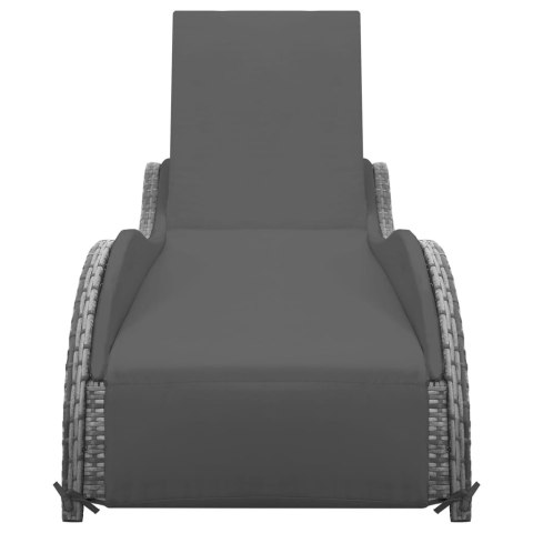 LEŻAK OGRODOWY Z PODUSZKĄ POLIRATTAN ANTRACYTOWY