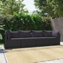 4-CZĘŚCIOWA SOFA OGRODOWA PODUSZKI RATTAN PE CZARNA