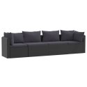 4-CZĘŚCIOWA SOFA OGRODOWA PODUSZKI RATTAN PE CZARNA