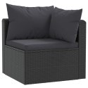 4-CZĘŚCIOWA SOFA OGRODOWA PODUSZKI RATTAN PE CZARNA