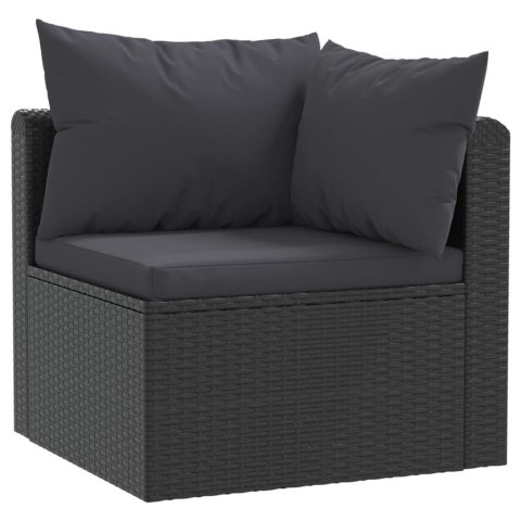 4-CZĘŚCIOWA SOFA OGRODOWA PODUSZKI RATTAN PE CZARNA