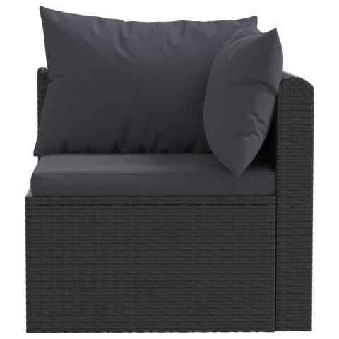 4-CZĘŚCIOWA SOFA OGRODOWA PODUSZKI RATTAN PE CZARNA