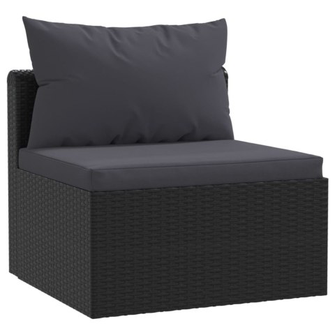 4-CZĘŚCIOWA SOFA OGRODOWA PODUSZKI RATTAN PE CZARNA