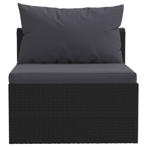 4-CZĘŚCIOWA SOFA OGRODOWA PODUSZKI RATTAN PE CZARNA