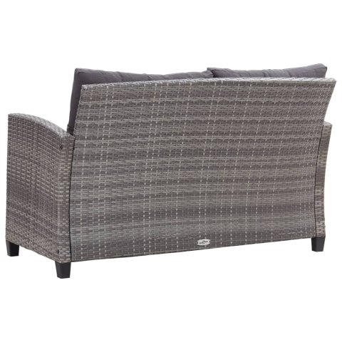 2-OSOBOWA SOFA OGRODOWA Z PODUSZKAMI SZARA 124CM RATTAN PE
