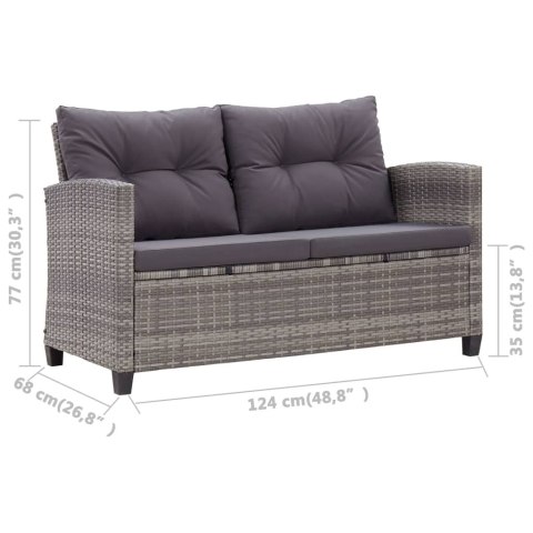 2-OSOBOWA SOFA OGRODOWA Z PODUSZKAMI SZARA 124CM RATTAN PE