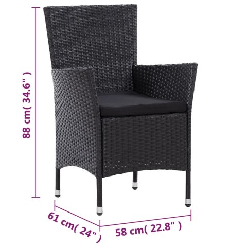 7-CZ. ZESTAW MEBLI OGRODOWYCH Z PODUSZKAMI RATTAN PE CZARNY