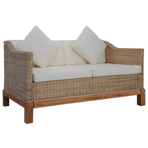 2-OSOBOWA SOFA Z PODUSZKAMI NATURALNY RATTAN