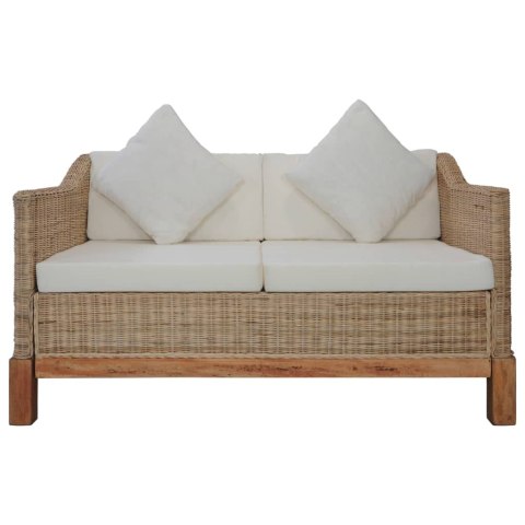 2-OSOBOWA SOFA Z PODUSZKAMI NATURALNY RATTAN