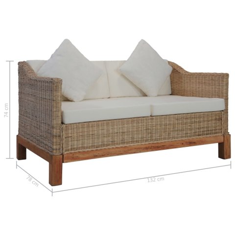2-OSOBOWA SOFA Z PODUSZKAMI NATURALNY RATTAN