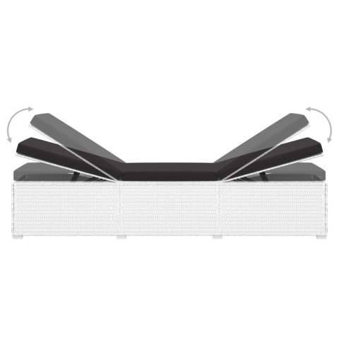 LEŻAK Z PODUSZKĄ I STOLIKIEM POLIRATTAN BIAŁY