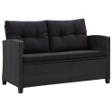 2-OSOBOWA SOFA OGRODOWA Z PODUSZKAMI CZARNA 124CM RATTAN PE