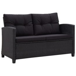 2-OSOBOWA SOFA OGRODOWA Z PODUSZKAMI CZARNA 124CM RATTAN PE