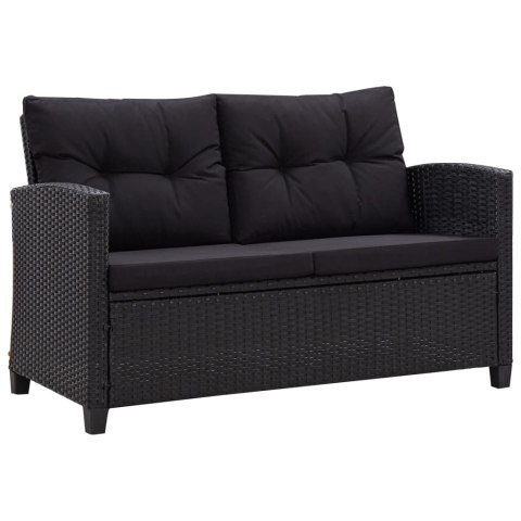 2-OSOBOWA SOFA OGRODOWA Z PODUSZKAMI CZARNA 124CM RATTAN PE