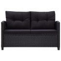 2-OSOBOWA SOFA OGRODOWA Z PODUSZKAMI CZARNA 124CM RATTAN PE