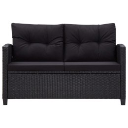 2-OSOBOWA SOFA OGRODOWA Z PODUSZKAMI CZARNA 124CM RATTAN PE