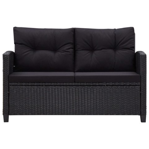 2-OSOBOWA SOFA OGRODOWA Z PODUSZKAMI CZARNA 124CM RATTAN PE
