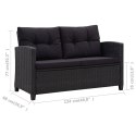 2-OSOBOWA SOFA OGRODOWA Z PODUSZKAMI CZARNA 124CM RATTAN PE