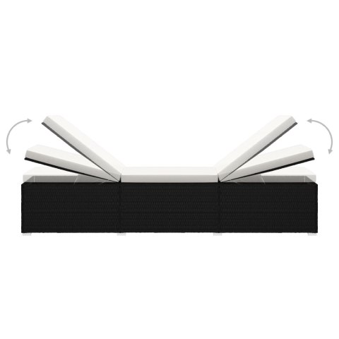 LEŻAK Z PODUSZKĄ I STOLIKIEM POLIRATTAN KREMOWY